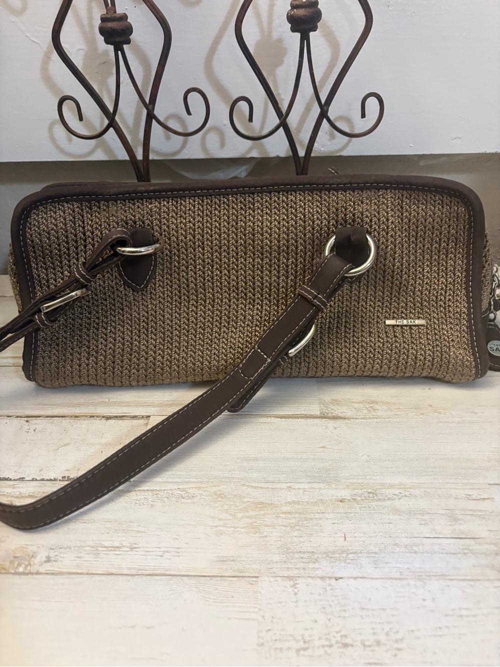 The Sak Brown Woven Wristlet Clutch